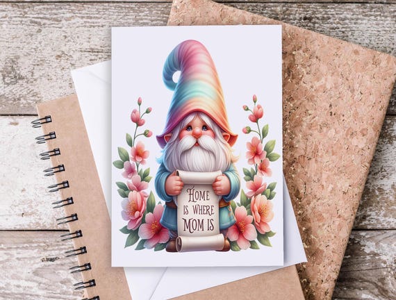 Mother's Day Gnome Cards, Happy Mothers Day, Gnome Greeting Card, Garden Gnome Card, Mum Gnome, Card for Nan, Happy Mothers Day, MD5