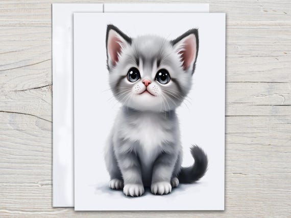 Cute Kitten Notecards, Cat Stationery, Just Because Card, Thankyou Card, Blank Notecards, Notecard Set, Snail Mail, Everyday, EC358