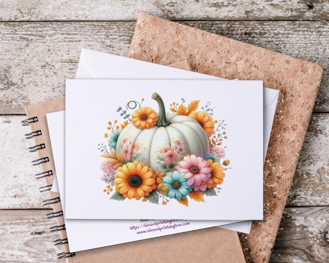 Watercolor Pumpkin Notecards: Autumn Floral Greeting Cards - Etsy