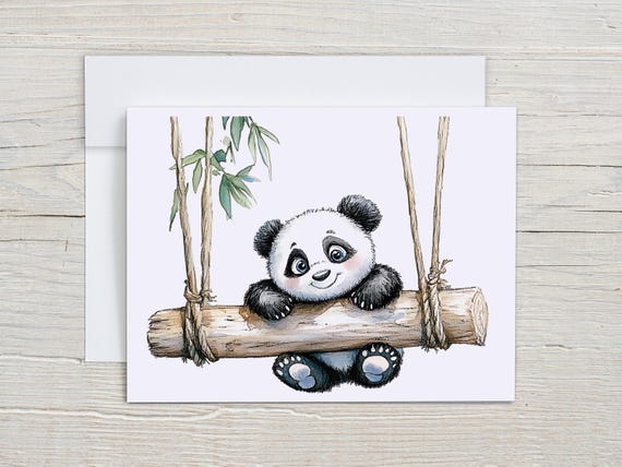 Watercolor Panda Notecard Set, Artistic Cards, Thank You Card Pack, Everyday Card, All Occasion Cards, Greeting Cards Set, Stationery, EC399