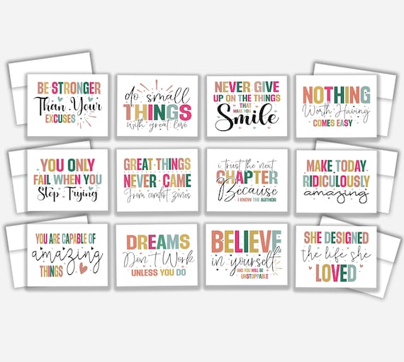 Notecards Pack, Assorted Cards with Uplifting Messages, Just Because, All Occasion Cards, Blank Notecard, All Occasion Cards, CS361