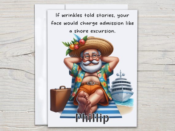 Personalized Funny Birthday Card, Rude Birthday Card, Bday Card for Him, 60th Birthday, Best Friend, Over the Hill, Cruise Birthday, BC170