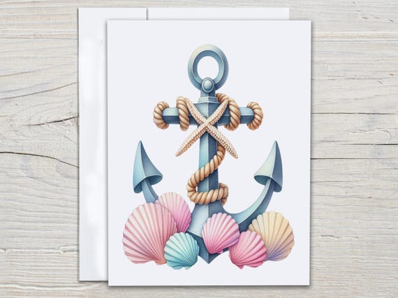Nautical Anchor Card Set, Everyday Card, Thank You Card Pack, Snail Mail, All Occasion Cards, Just Because Card, Cute Stationery, EC149