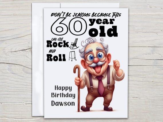 Personalized Funny Birthday Card, Over the Hill Card, Bday Card for Him, Male Birthday, Happy Bday Card, Celebrate Card, Funny 60th, BC244