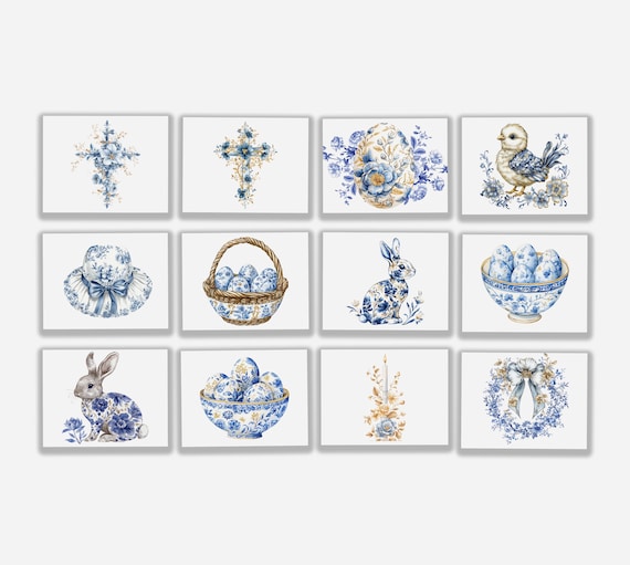 Chinoiserie Easter Greeting Card Pack, Assorted Cards, Grandmillennial Notecard Set, Blank Notecards, Ginger Jar, Toile de Jouy, CS8