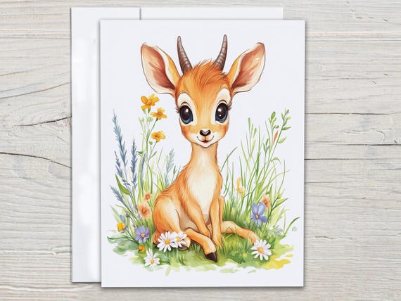 Cute Antelope Notecard Set, Artistic Cards, Blank Notecards, All Occasion Cards, Snail Mail, Just Because Card, Birthday Card Pack, EC366