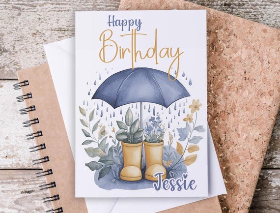 Personalized Birthday Card, Cute Boots With Flowers, Bday Card, Bestie Birthday Card, April Birthday, Bday Card For Her, Happy Bday, BC40