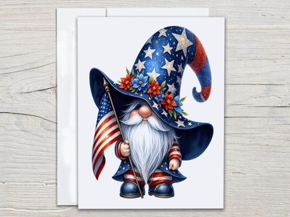 Patriotic Gnome Greeting Cards, 4th of July Cards, Snail Mail, Card Assortment, Thank You Card Pack, All Occasion Cards, Memorial Day, EC129