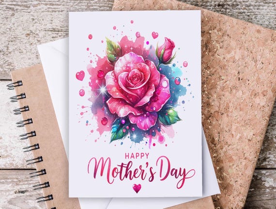 Happy Mothers Day Card, Watercolor Flowers, Just Because Card, Greeting Card, Blank Greeting Cards, Flower Gift Idea, Watercolor Flowers,MD8