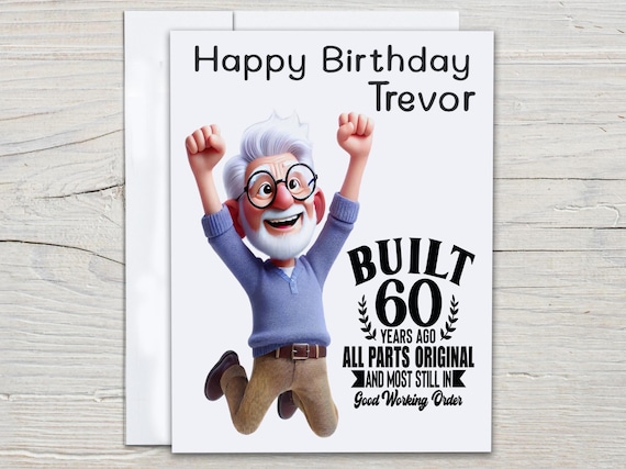 Personalized 60th Birthday Card, Funny Bday Card for Men, Happy Bday Card, 60th Card for Husband, Bday Card for Dad, Funny Dad Card, BC163