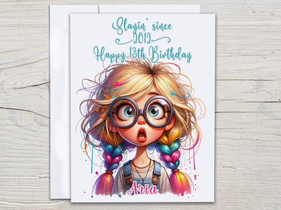 Personalized 13th Bday Card, Funny Birthday Card, Teenager Card, Officially Teenager, Happy 13th Birthday, Thirteenth Birthday, BC104