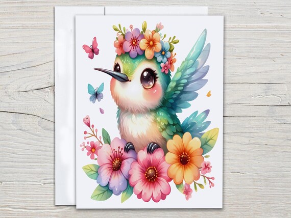 Cute Hummingbird Notecard Set, Bday Card For Her, All Occasion Cards, Just Because Card, Blank Notecard, Miss You Card, Thank You Card,EC120