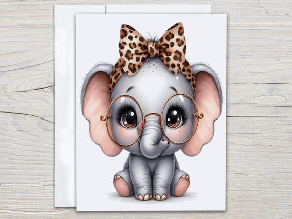 Cute Elephant Notecards Set, Coquette Bow Notecards with Envelopes, Everyday Card, Just Because, Blank Notecards, Thank You Cards, EC29
