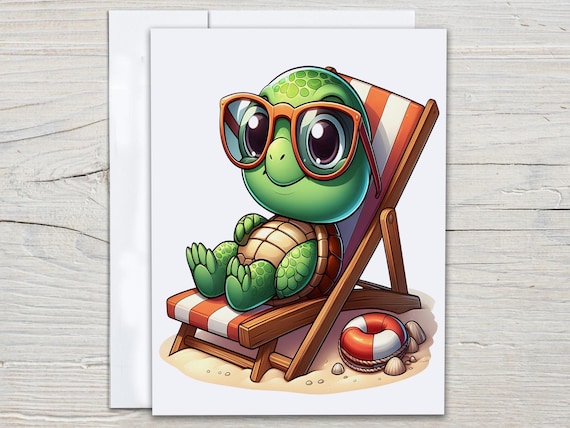 Kawaii Turtle Card Set, Everyday Card, Miss You Card, Just Because Card, Blank Notecards, Cute Stationary, Thank You Cards, Bday Card, EC74