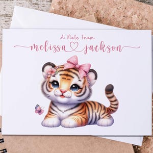 Personalized Tiger Note Cards, Custom Note Cards, Cute Stationary Set, Custom Stationary, Aesthetic Stationary, Kawaii Stationary, NC1