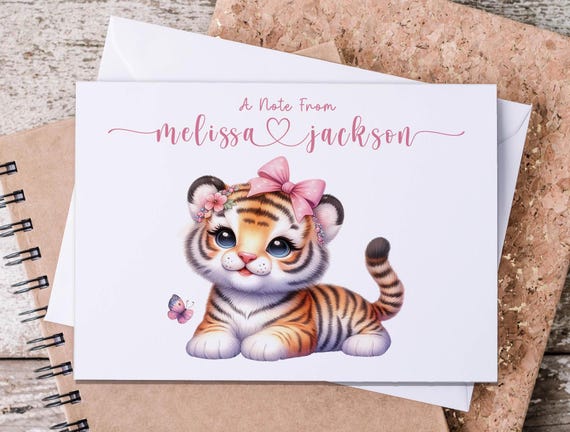 Personalized Tiger Note Cards, Custom Note Cards, Cute Stationary Set, Custom Stationary, Aesthetic Stationary, Kawaii Stationary, NC1
