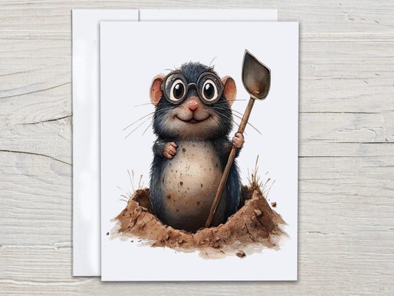 Cute Mole Notecard Set, Correspondence Cards, Thank You Card, Everyday Card, All Occasion Cards, Snail Mail, Just Because Card, EC218