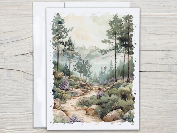 Watercolor Mountain Notecard Set, Blank Notecard, Everyday Card, Miss You Card, Just Because Card, Cute Stationary, Thank You Card, CS272