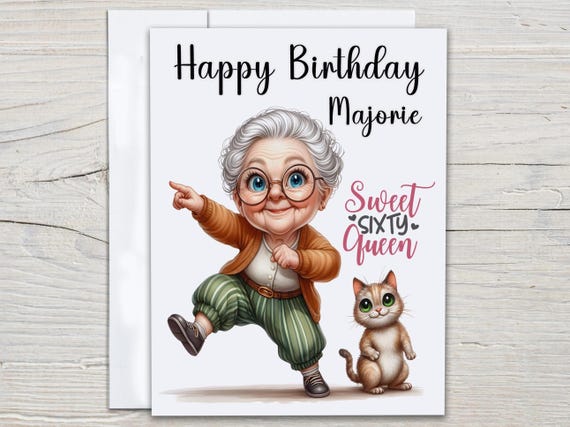 Personalized Funny Birthday Card, Sweet Sixty Queen, 60th Bday For Her, Happy 60th Birthday, Born In 1965, Wife, Bestie, Sister, Mom, BC237