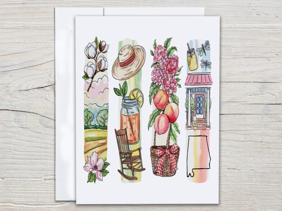 Alabama State Notecard Set, Everyday Card, Just Because Card, Miss You Card, Blank Notecard, Alabama Gift, Birmingham, Tuscaloosa, EC106