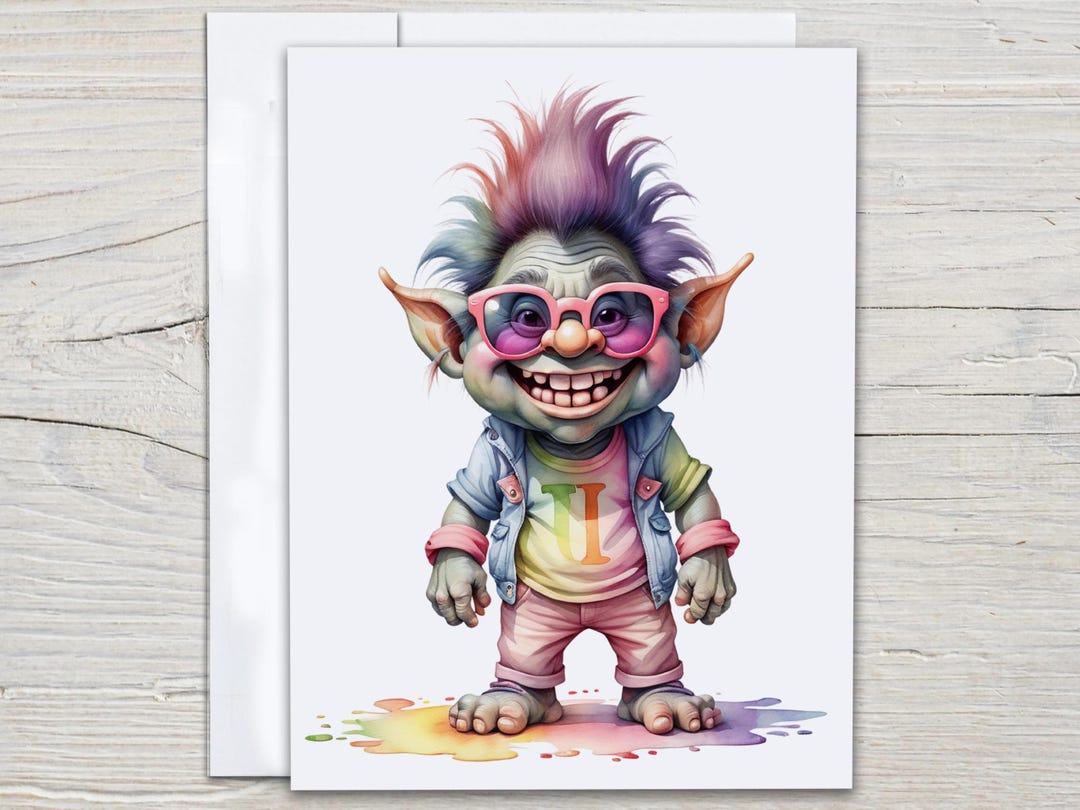 Troll Note Troll Notecards Set, Thank You Cards, Birthday Card Pack, Everyday Card ...