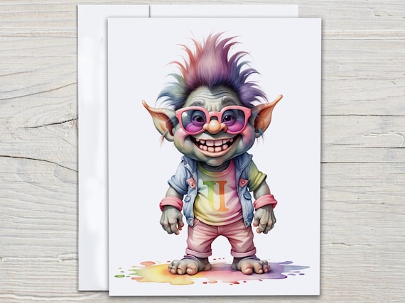 Troll Notecards Set, Thank You Cards, Birthday Card Pack, Everyday Card, Blank Notecards, Snail Mail, Greeting Cards, Just Because Card,EC22