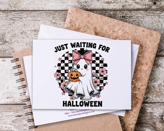 Kawaii Ghost Pumpkin Notecard Set, Just Waiting On Halloween, Blank Notecards, Everyday Notecard, All Occasion Cards, Snail Mail, Summerween