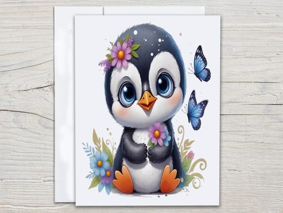 Cute Penguin Notecard Set, Penguin Cards, Everyday Card, All Occasion Cards, Just Because Card, Snail Mail, Thank You Card, Birthday, EC315