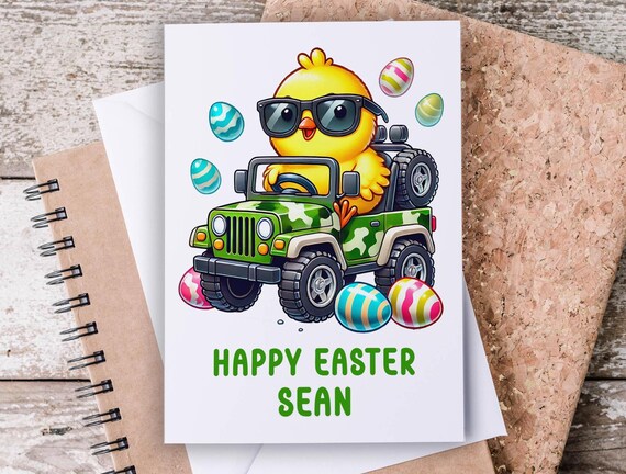 Cute Easter Card, Personalized Easter Card, Happy Easter Card, Easter Chicks, Grandson Easter Card, Childrens Easter, Easter Greetings, GC9