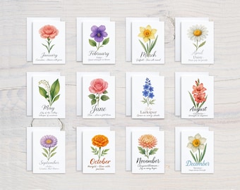Watercolor Birth Flower Notecard Set, Assorted Cards, Blank Notecard, Everyday Card, Just Because Card, Gift for Her, Birth Month, CS159