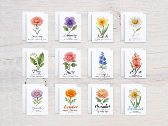 Watercolor Birth Flower Notecard Set, Assorted Cards, Blank Notecard, Everyday Card, Just Because Card, Gift for Her, Birth Month, CS159