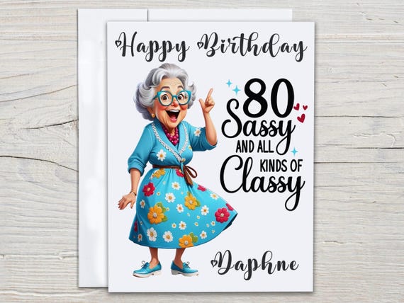 Personalized 80th Birthday Card, Funny Bday Card, Granny Birthday Card, Happy 80th Birthday, Born in 1945, Bday Card, Mom, Sister, BC161