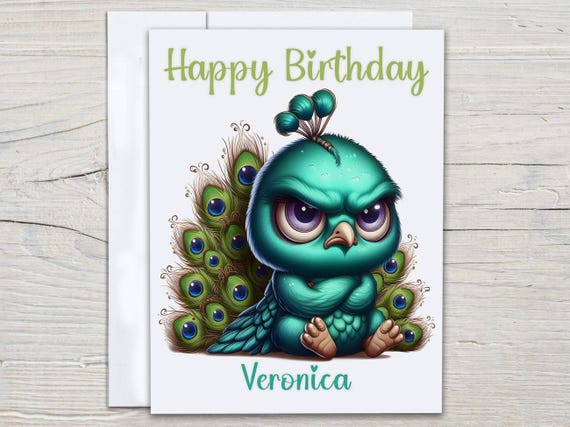 Personalized Peacock Birthday Card, Bday Card for Mom, Bestie Birthday Card, Peacock Feathers, Wife Birthday Card, Happy Bday, BFF, BC219