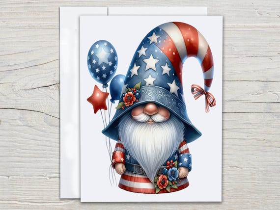 Gnome Greeting Cards, 4th of July Cards, Snail Mail, Patriotic Card Assortment, Thank You Card Pack, All Occasion Cards, Memorial Day, EC130