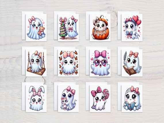 Cute Ghost Notecard Set, Assorted Cards, Variety Pack, Everyday Cards, Just Because Card, All Occasion Cards, Cute Halloween Cards, CS384