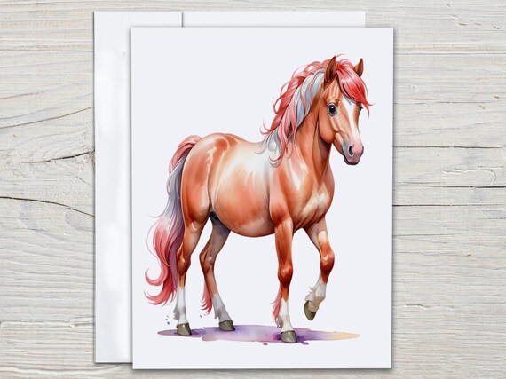 Cute Watercolor Horse Notecard Set, Correspondence Cards, Everyday Cards, Just Because, Horse Lover, Snail Mail Stationery, Thank You, EC222