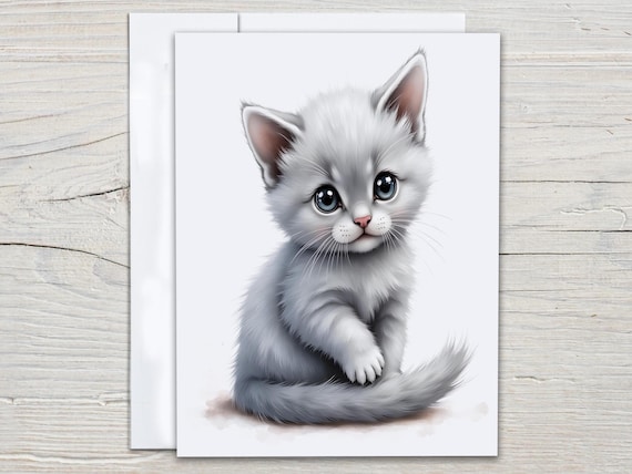 Cute Cat Notecards, Kitten Stationery, Just Because Card, Thankyou Card, Blank Notecards, Notecard Set, Snail Mail, Everyday, EC359
