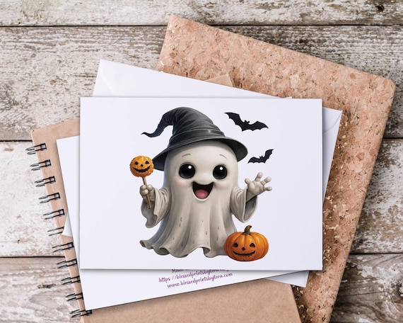 Kawaii Ghost Notecards Set, All Occasion Cards, Just Because Card, Happy Halloween, Snail Mail, Blank Notecards, Everyday Card, HN54