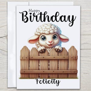 Personalized Sheep Birthday Card, Lamb Birthday Card, Farm Birthday Card, Cute Bday Card, Happy Bday, Custom Bday Card,  Bestie Card, BC267