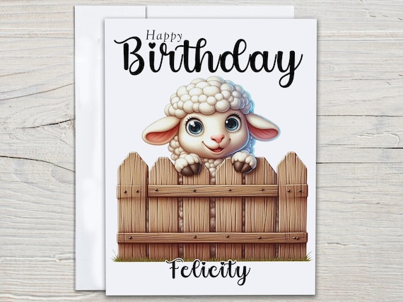 Personalized Sheep Birthday Card, Lamb Birthday Card, Farm Birthday Card, Cute Bday Card, Happy Bday, Custom Bday Card,  Bestie Card, BC267