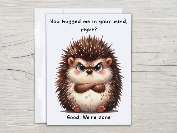 Snarky Hedgehog Notecard Set – Funny Woodland Animal Cards, Cute Blank Greeting Card, Just Because or Thank You Card, Happy Mail, EC397