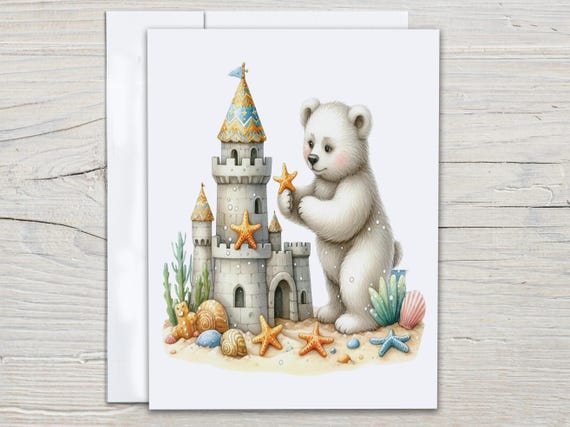 Watercolor Polar Bear Notecards, Cute Stationary Set, Arctic Animals, Blank Notecards, Everyday Cards, Notecard Set, All Occasion, EC196