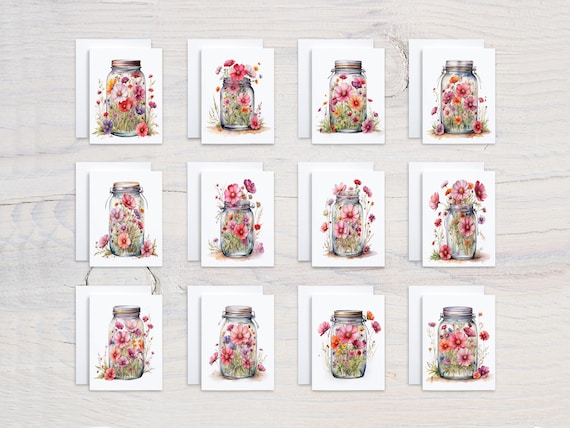 Notecard Set with Watercolor Wildflowers, Blank Notecards, Card Assortment, Everyday Cards, All Occasion Cards, Cute Stationary, CS175