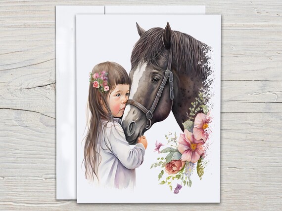 Watercolor Horse Notecard Set, Correspondence, Cute Stationary, Thank You Card, Everyday Card, Snail Mail, Equestrian Birthday Card, EC253
