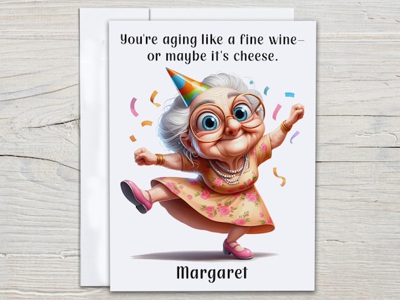 You're Aging Like Wine Personalized Card, Punny Birthday Card, Bestie Bday, Funny Bday Card, Adult Birthday Card, Snarky Bday Card, BC178
