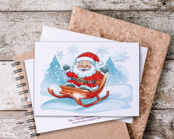 Santa Notecards, Christmas Stationary, Holiday Thank You, Blank Notecard Set, Santa Claus Cards, Holly Jolly, Christmas Stationary