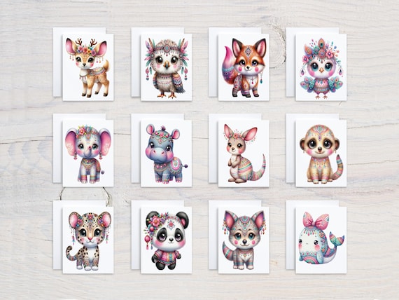 Cute Animal Notecards, Assorted Card Set, Wildlife Variety Pack, Everyday Notecards, Just Because Card, All Occasion, Birthday, CS177