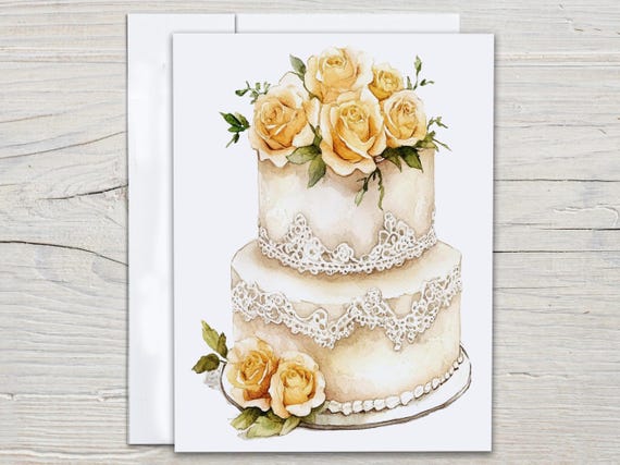 Wedding Cake Notecard Set, Blank Notecards, Just Because Card, Greeting Cards Sets, Everyday Card, Wedding Thank You, Happy Wedding Day,EC91
