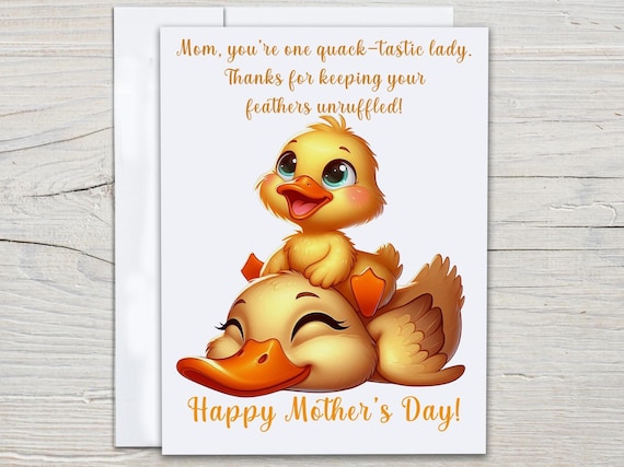 Mother's Day Card, Cute Mom and Baby Duck, Funny Mother's Day, Card for Mom, Snarky Mother's Day, Best Mom Card, Happy Mother's Day, MD29
