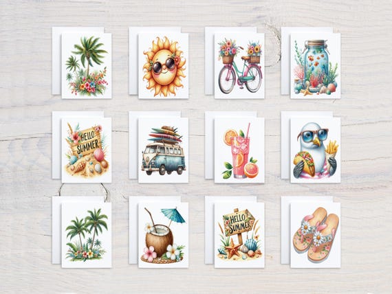 Watercolor Notecards Variety Pack, Cute Stationary Set, All Occasion Cards, Blank Notecards, Birthday Card Pack, Assorted Cards, CS191